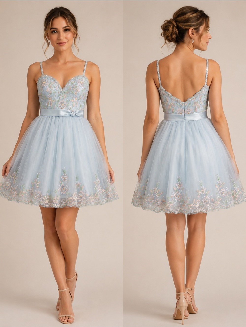 Alfred Angelo Size 10 Blue Floral Sequin Tulle Party Prom Dress NWT